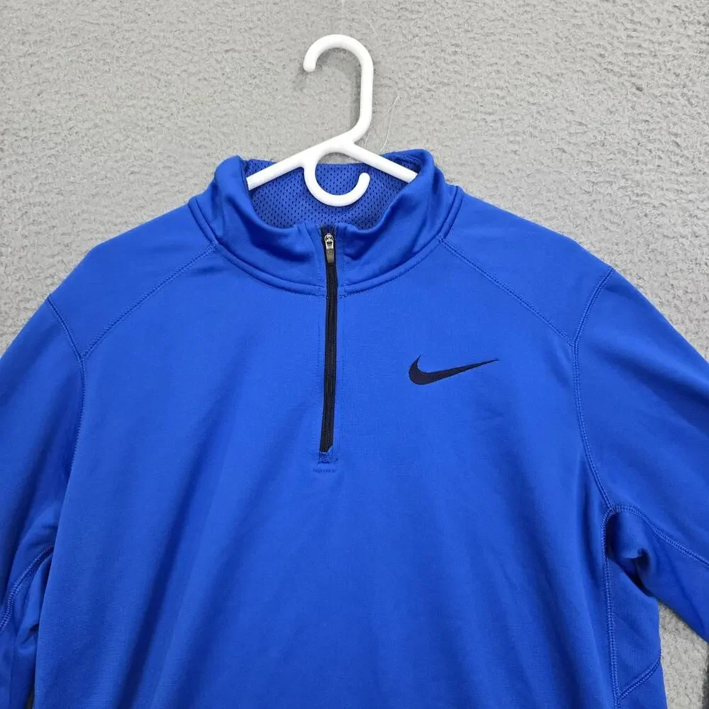 NIKE Pullover Sweatshirt Mens Extra Large Therma Fit Blue 1/4 Zip 715199-480 EUC